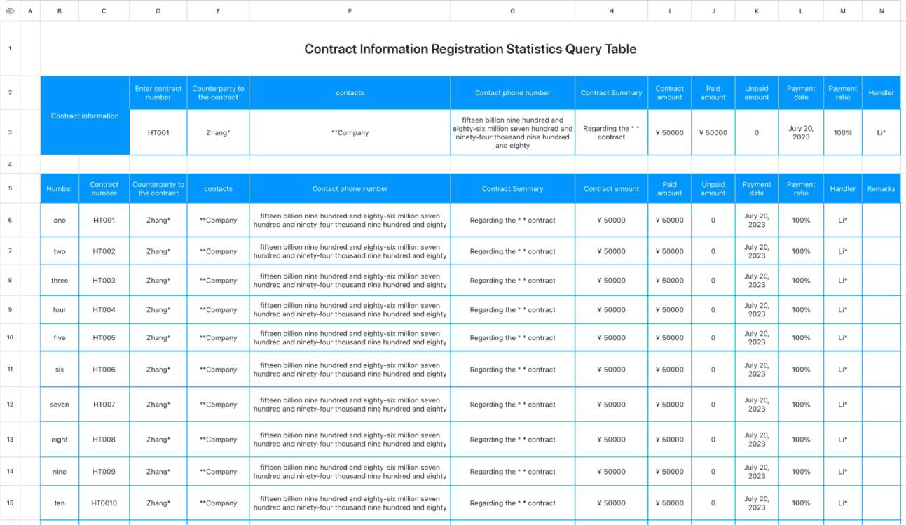 Contract information registration statistics inquiry form 1